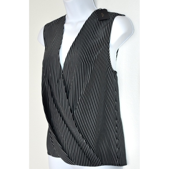 RAG & BONE NWT VICTOR SLEEVELESS 100% SILK BLACK WHITE STRIP BLOUSE. SIZE S - Picture 10 of 14